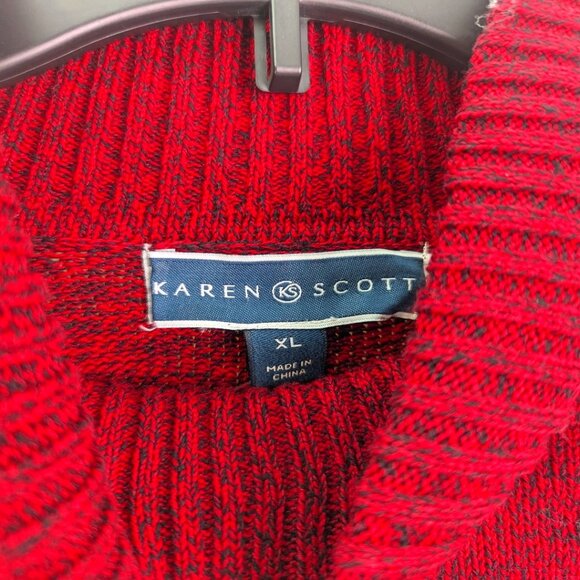 NEW Karen Scott Jersey sweater Turtle Neck -size XL -Color new red amore - Picture 3 of 9
